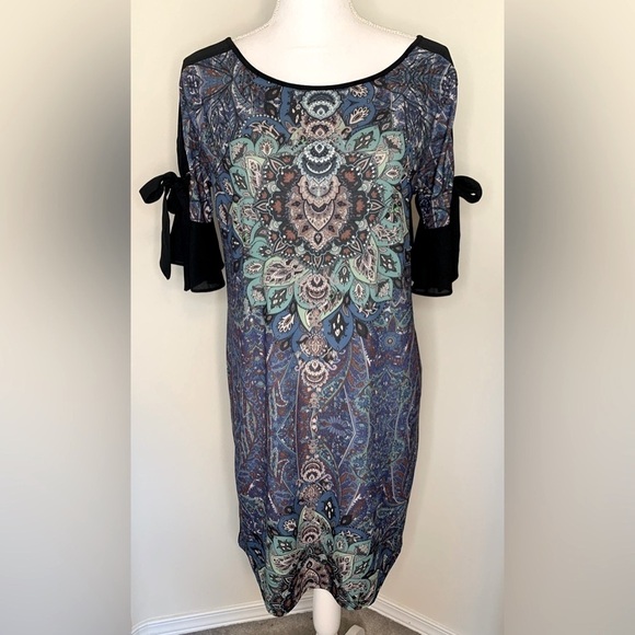 Desigual Yamina Mandala Shift Dress Women Medium Boho Rhinestone New With Tag - Picture 2 of 12